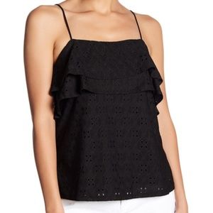Harlowe & Graham Women's M Eyelet Flutter Cami Top